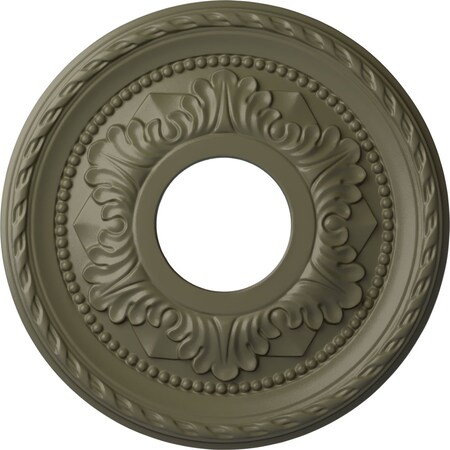 Ekena Millwork Palmetto Ceiling Medallion (Fits Canopies up to 4 7/8"), 12 1/8"OD x 3 1/2"ID x 1"P, Spartan Stone CM12PMSSF
